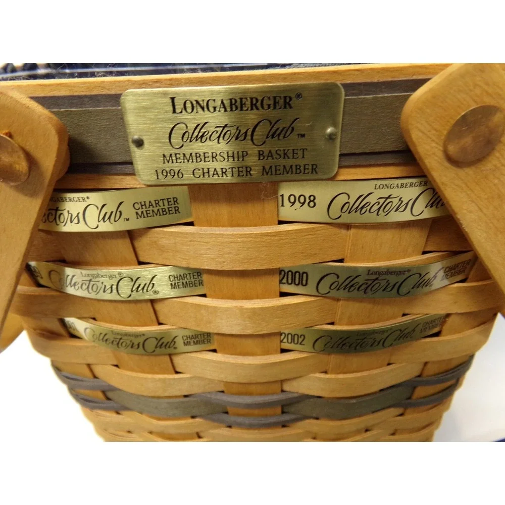 Longaberger Collectors Club Membership Basket 1996 Charter Member Liner Protecto